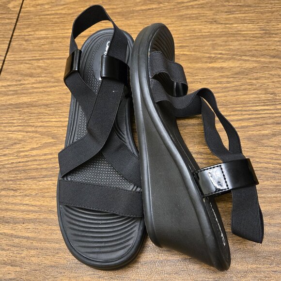 SKECHERS Cali Women's Ramblers Black Strappy Wedge Open Toe Sandals - Size 9M - Picture 7 of 16